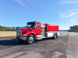 A Fouts Fire 2000 gallon tanker is pictured outdoors.