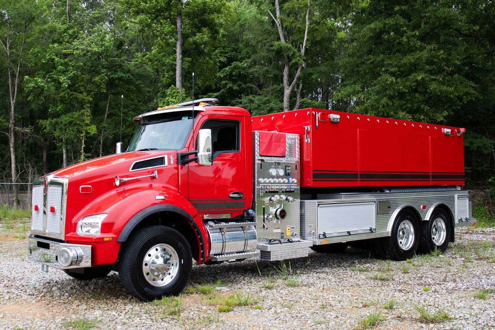 A Fouts Fire 4000 gallon tanker is pictured outside.