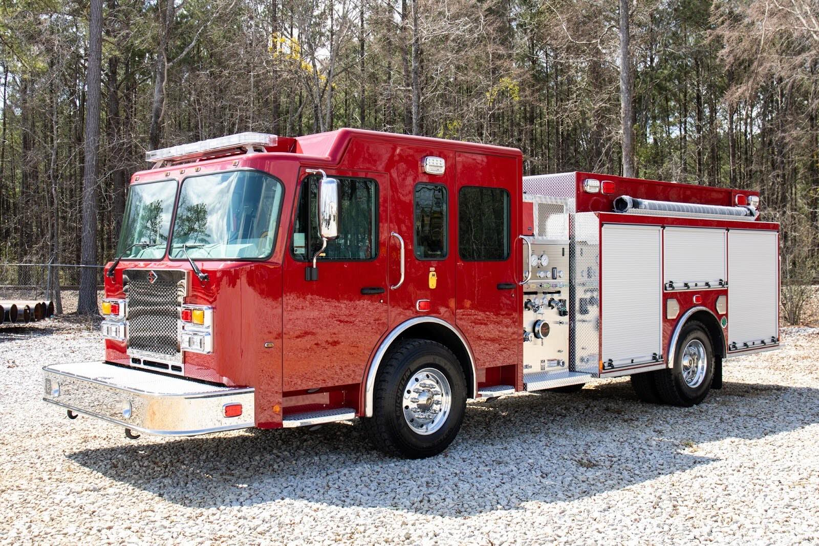 A Fouts Fire FB-94 Pumper is pictured outdoors.