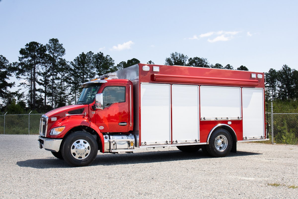 A Fouts Fire rescue truck is pictured outside.
