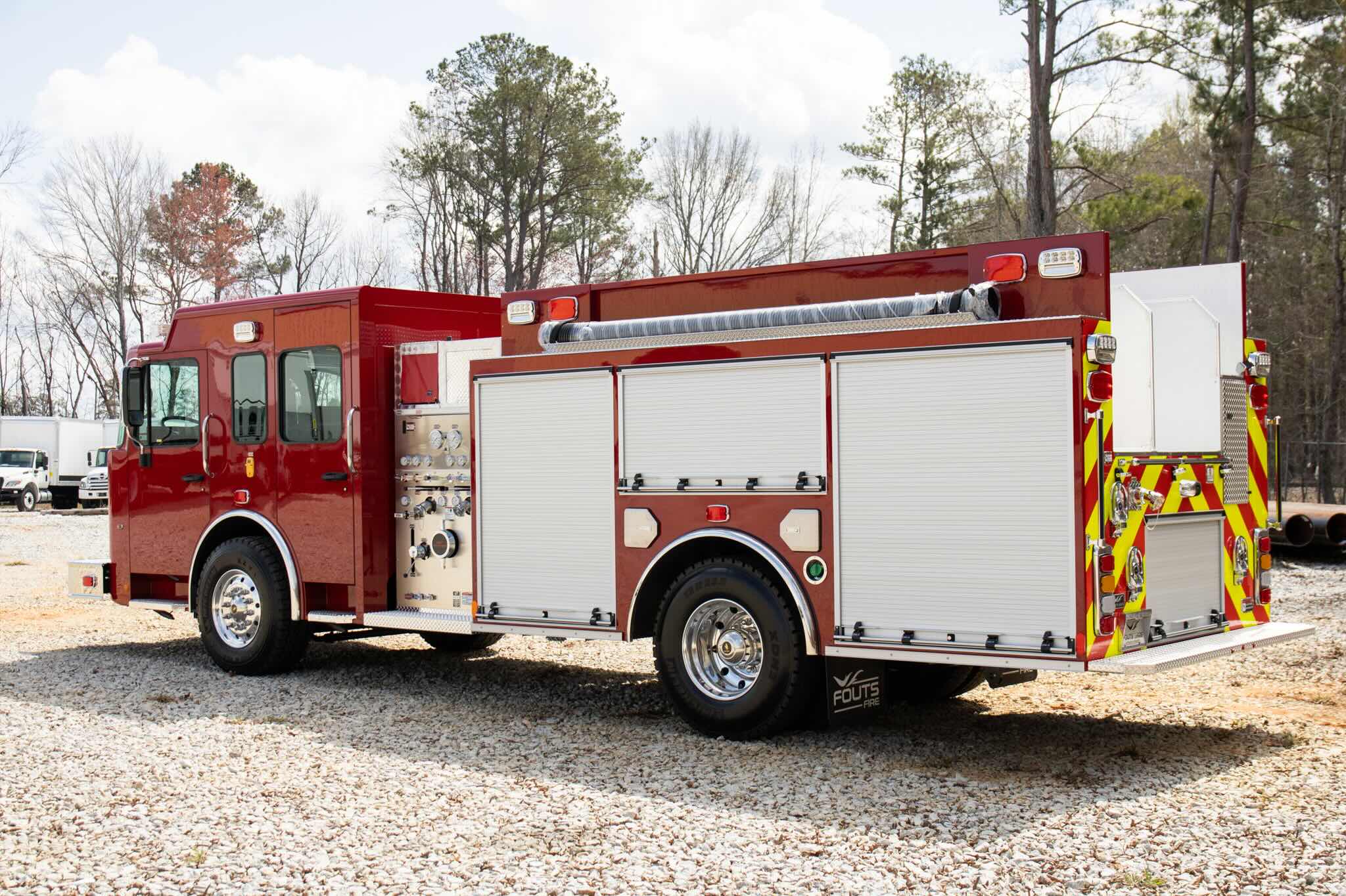 Photo of a Fouts Fire apparatus parked outside.